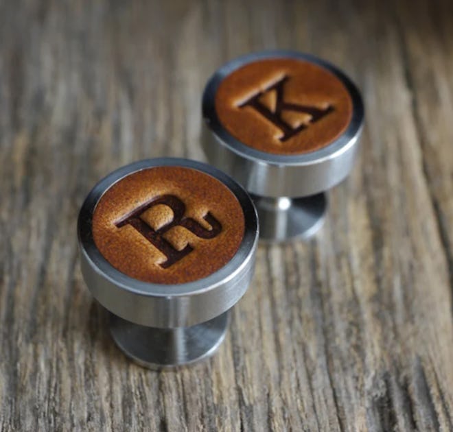 etsy kingsley leather personalized cufflinks