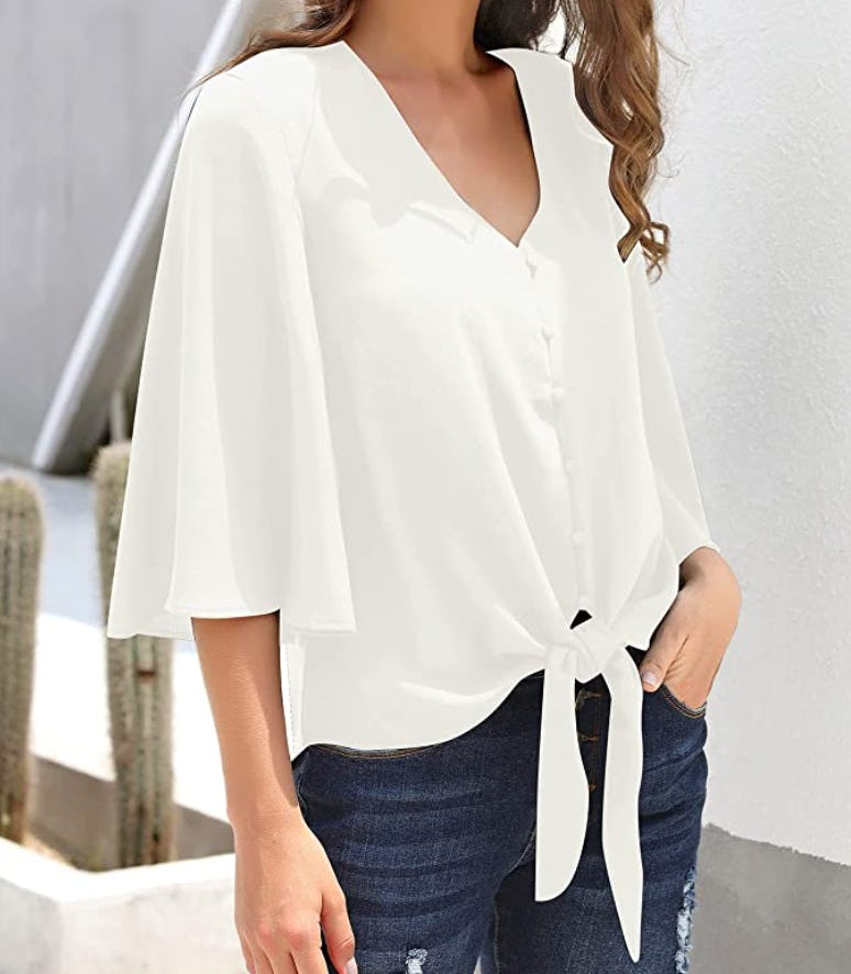 luvamia V Neck 3/4 Sleeve Blouse