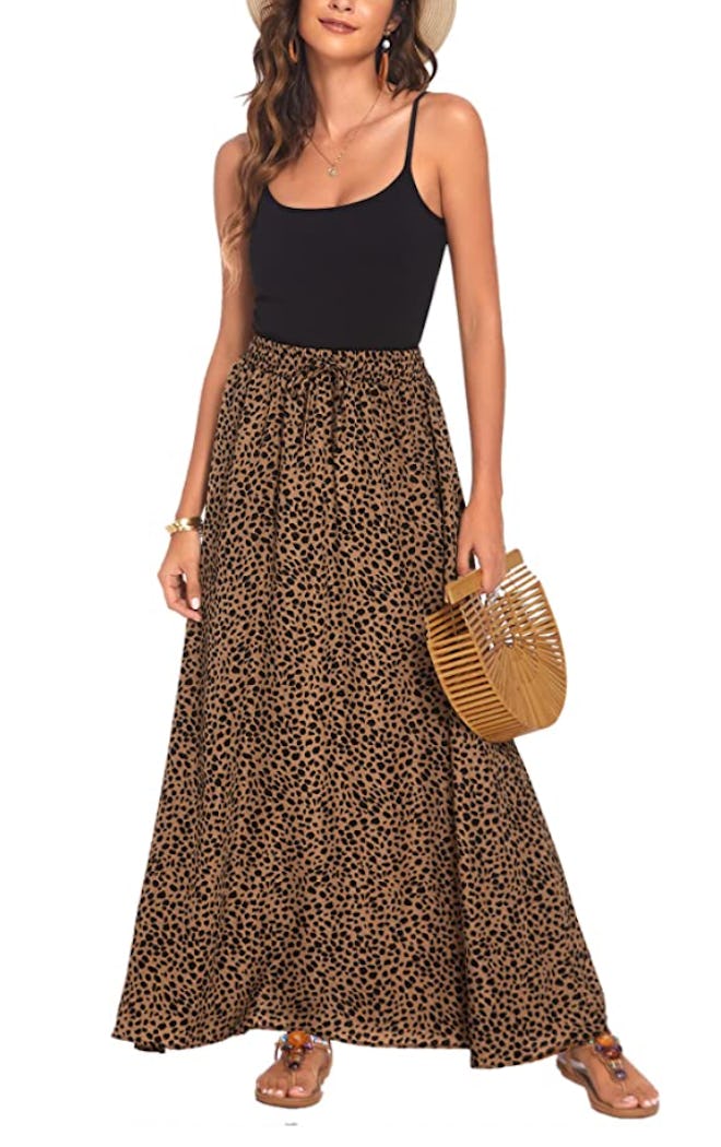 Bluetime Leopard-Print Long Skirt