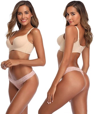ANNYISON Cotton And Lace Thongs (6-Pack)
