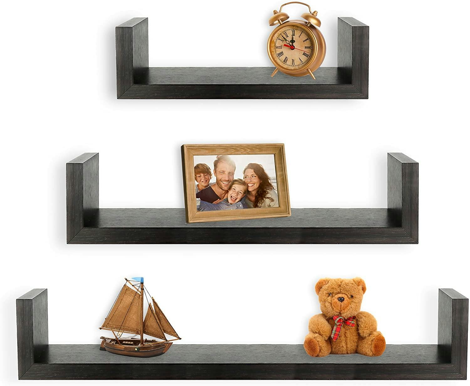 Greenco Floating “U” Shelves (Set of 3)