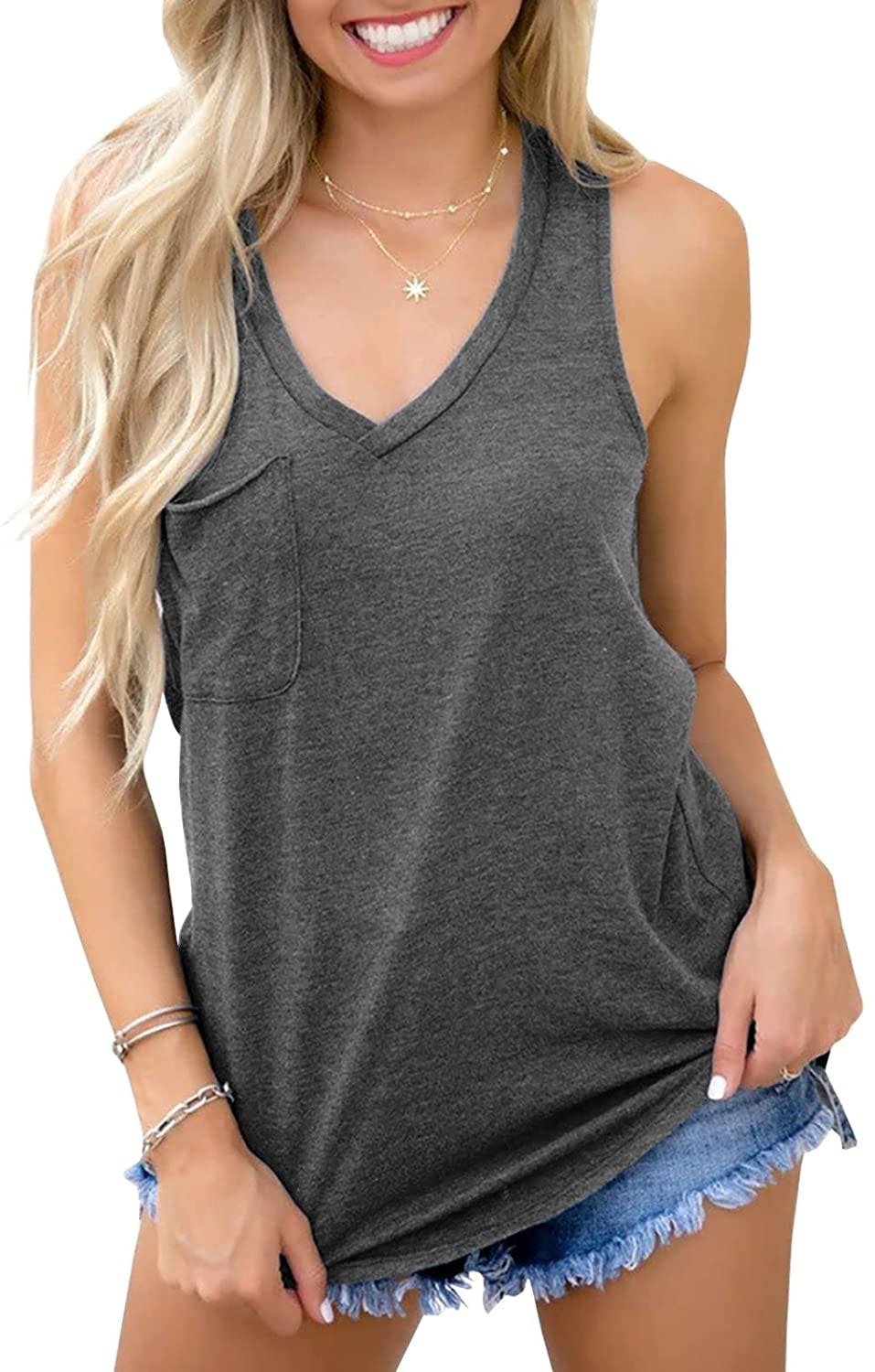 Laseily V-Neck Sleeveless Tank Top