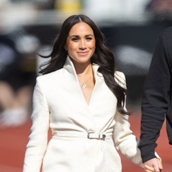 Meghan, Duchess of Sussex attends the athletics on day two of the Invictus Games 2020 at Zuiderpark ...