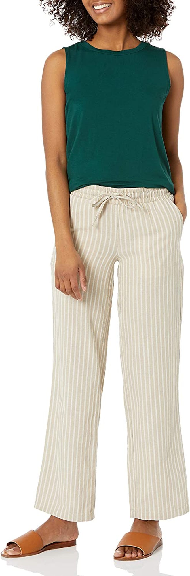 Amazon Essentials Linen Blend Wide Leg Pants