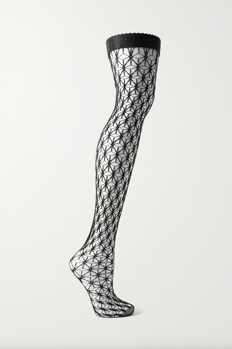 Open-Knit Stay-Up Stockings