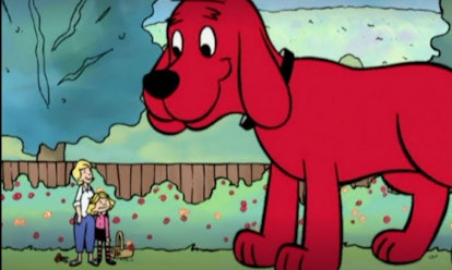 A scene from the 2000s cartoon 'Clifford the Big Red Dog.' 