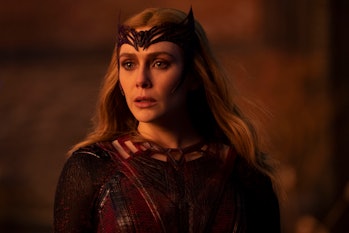 Wanda Maximoff (Elizabeth Olsen) wears her Scarlet Witch crown in Doctor Strange in the Multiverse o...