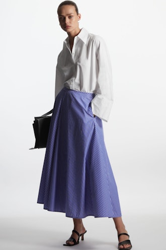 COS A-Line Striped Midi Skirt
