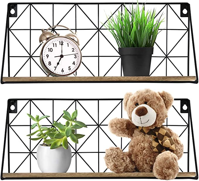 Greenco Floating Geometric Shelves (2-Pack)