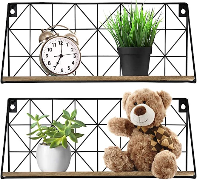 Greenco Floating Geometric Shelves (2-Pack)