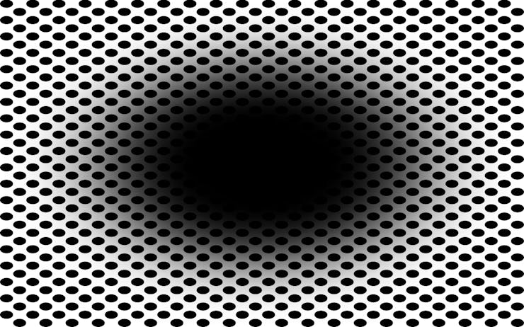 Black hole illusion on a white background