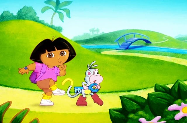 A scene from the classic 2000s cartoon 'Dora the Explorer.'