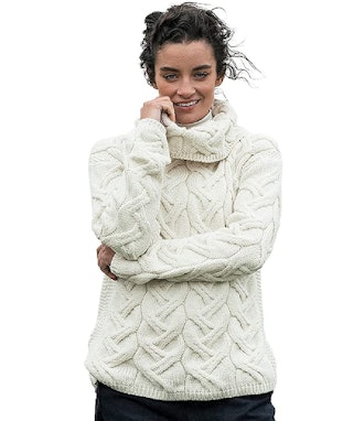 Arran Woolen Mills Irish Merino Wool Cable Knit Sweater