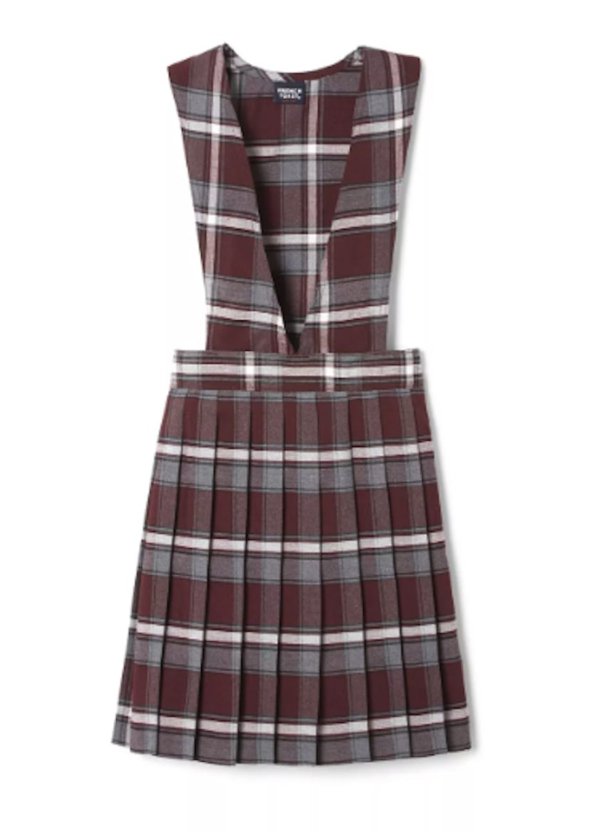 Little Girls V-Neck Pleated Plaid Jumper