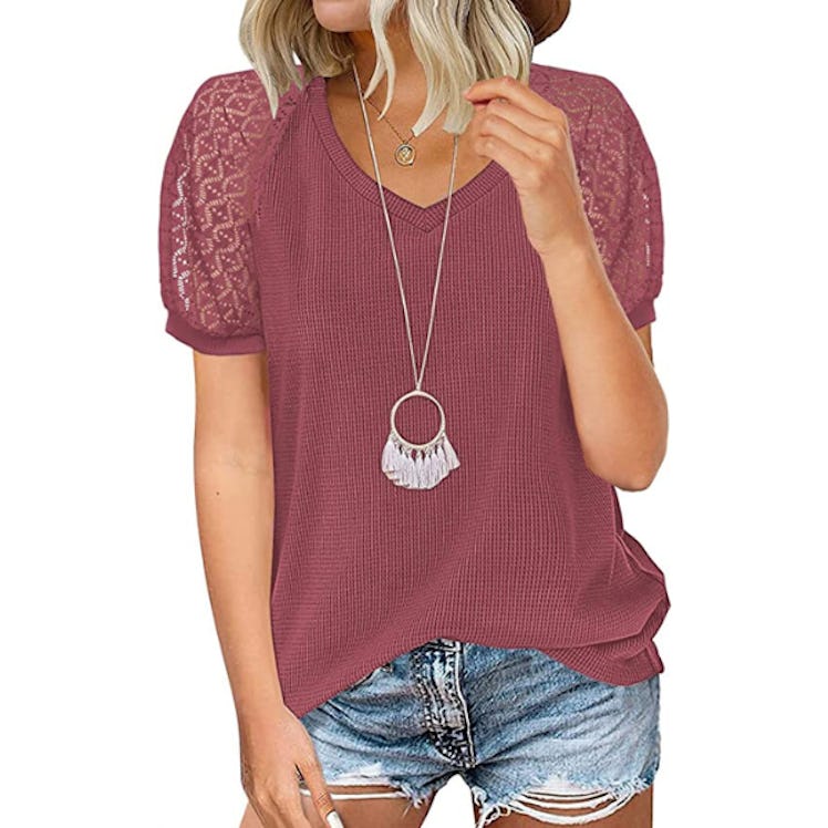 MIHOLL Lace Sleeve Tee Shirt