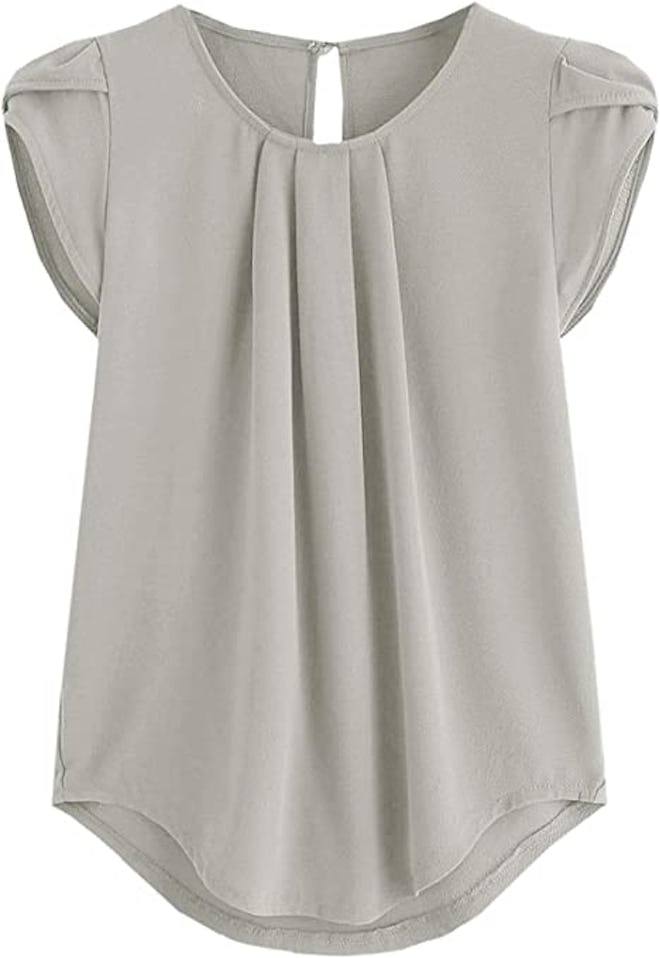 Milumia Round Neck Pleated Top