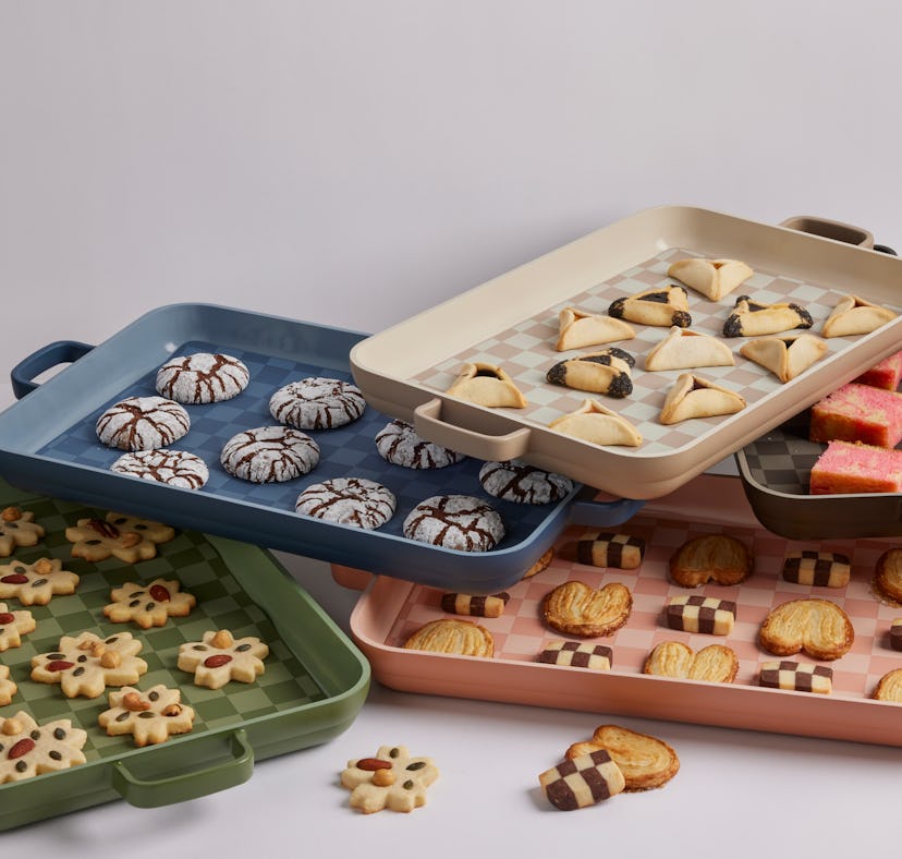 The Our Place ovenware collection include baking sheets and pans.