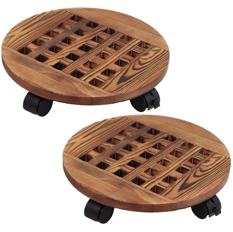 Wistwoxxon Round Planter Caddies (2-Pack)