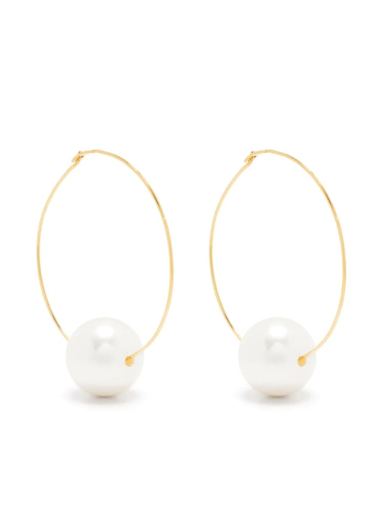 Large Pearl Hoop Earrings