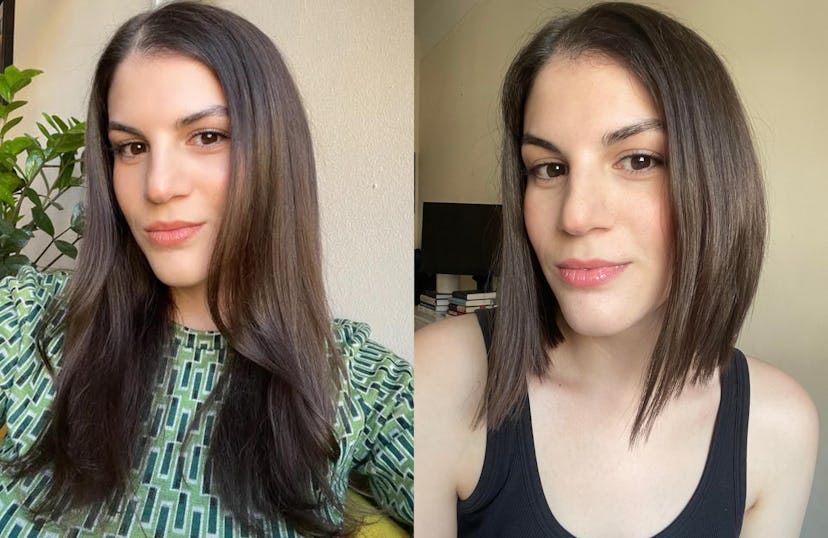 before & after photos of an inverted bob
