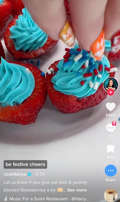 How to make the viral deviled strawberry recipe on tiktok with colored frosting. 
