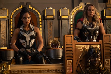 Tessa Thompson as Valkyrie and Natalie Portman as Jane Foster in Thor: Love and Thunder