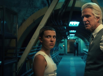 Millie Bobby Brown as Eleven and Matthew Modine as Dr. Brenner in Stranger Things 4