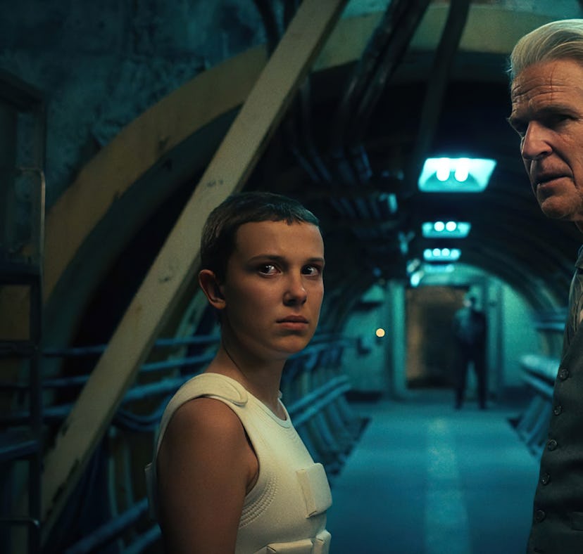 Millie Bobby Brown as Eleven and Matthew Modine as Dr. Brenner in Stranger Things 4