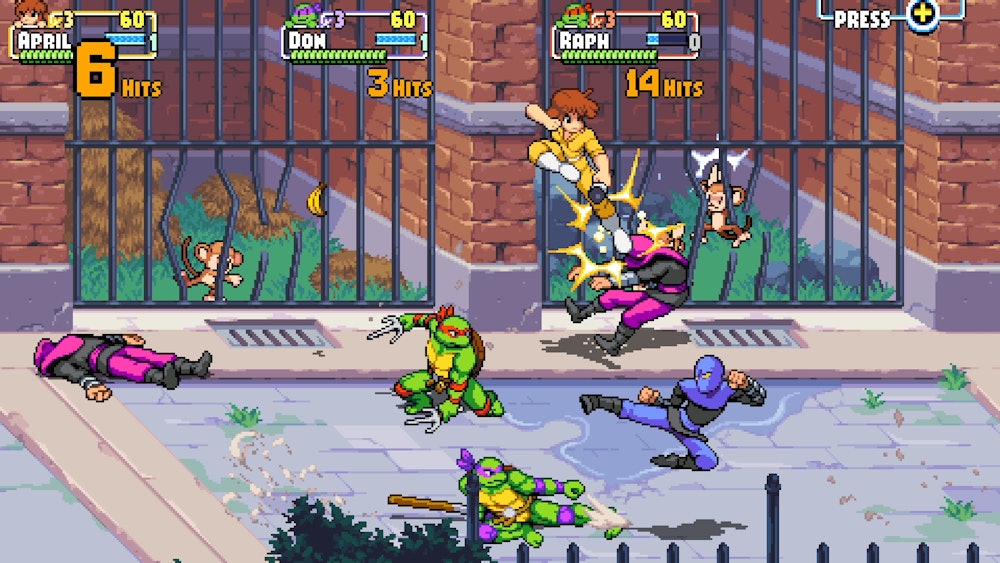 screenshot of combat in Teenage Mutant Ninja Turtles Shredder's Revenge game