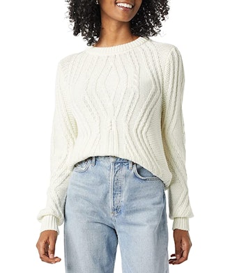 Amazon Essentials Cotton Crew Neck Cable Sweater