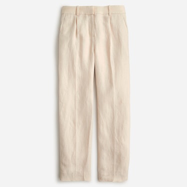 J.Crew beige pleated linen trouser