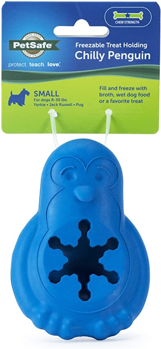 blue PetSafe fill and freeze treat holder