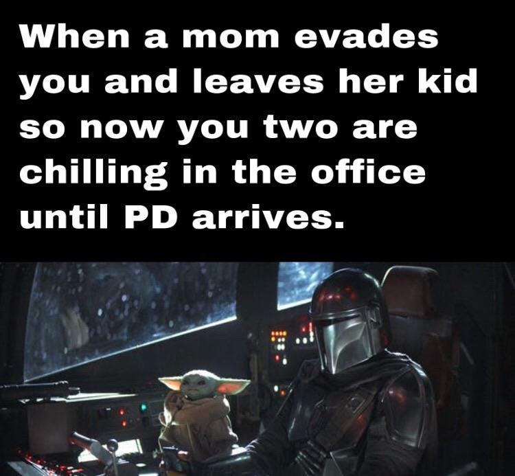 A Mandalorian shoplifting meme