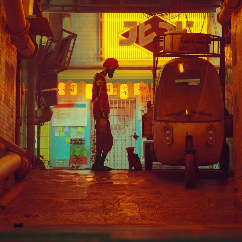 A screenshot from the game Stray