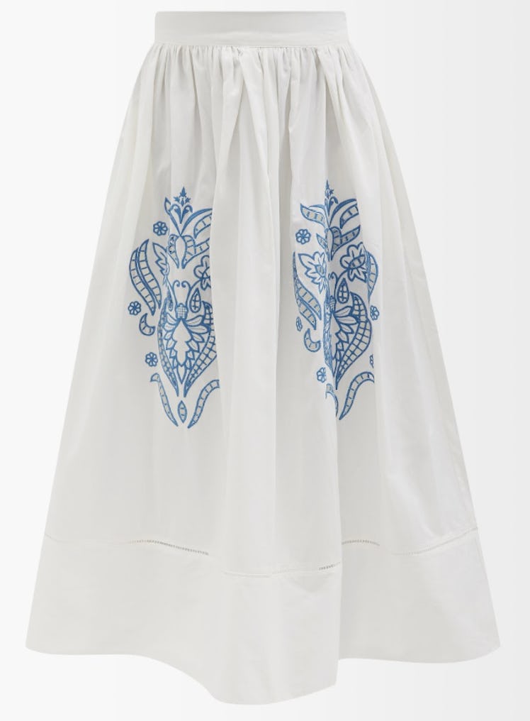 Beatrice Embroidered Cotton Skirt