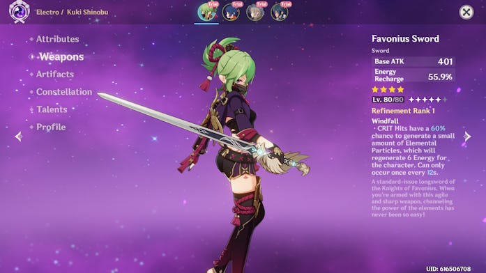 'Genshin Impact' Kuki Shinobu build: Best weapons and artifacts for