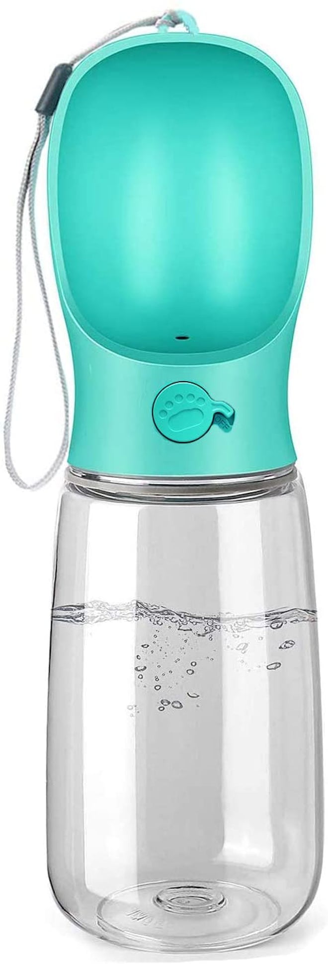 Kalimdor teal and clear dog water bottle