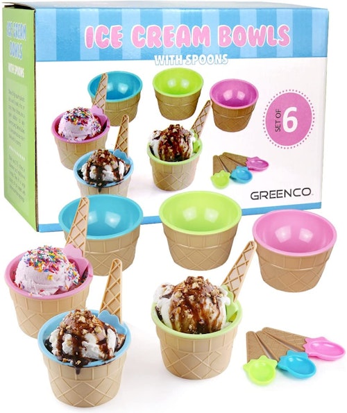 Greenco Ice Cream Bowls And Spoons (Set of 6)