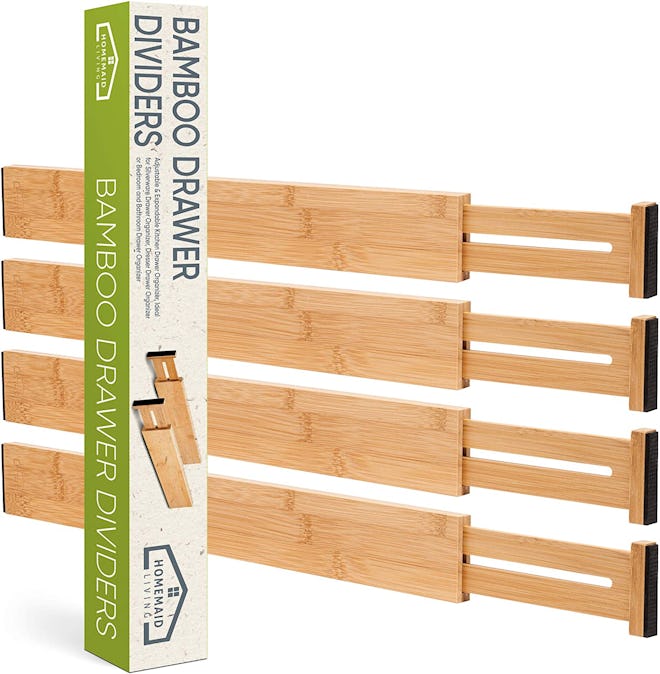 4 Homemaid Living bamboo drawer dividers