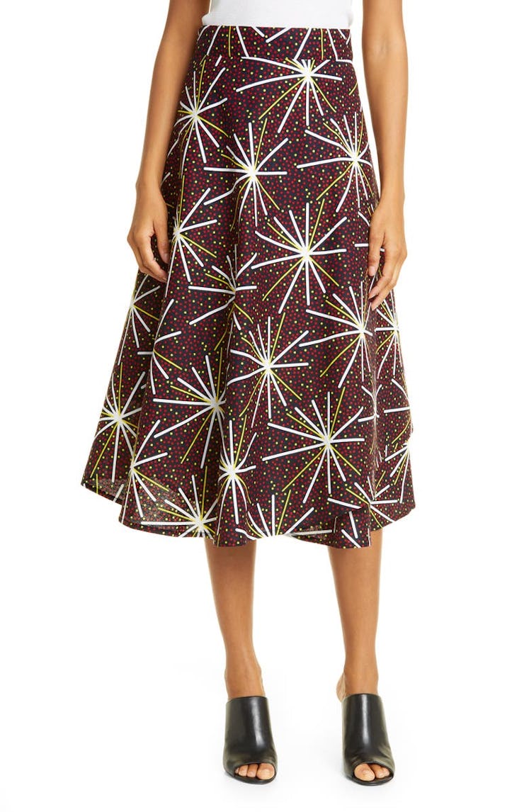 The Oula Company printed midi wrap skirt