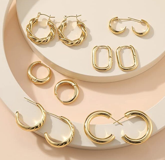 17 MILE Gold Hoop Earrings Set (6 Pairs)