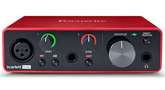 The Scarlett Solo converts audio from XLR microphones to your computer. 