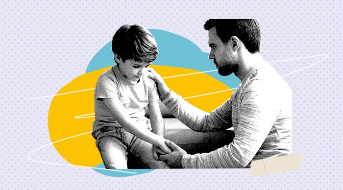 A father talking to his son after saying something racially insensitive