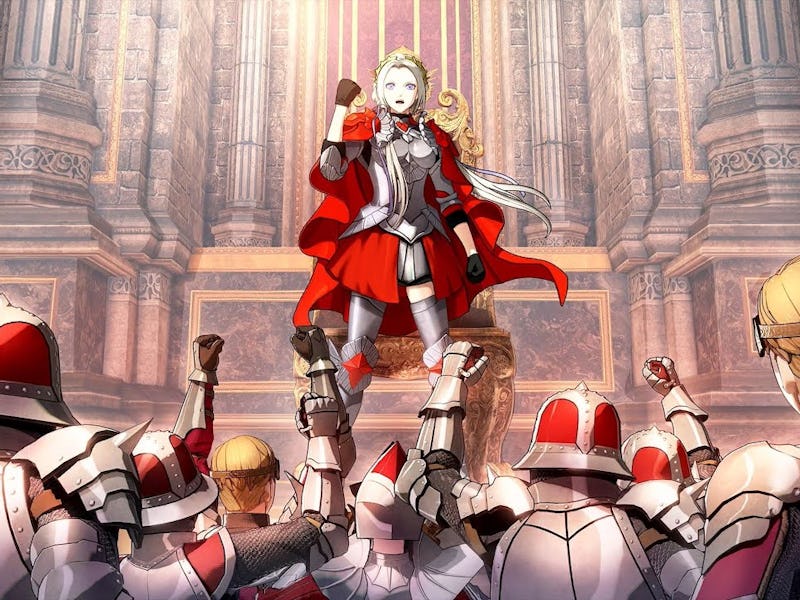 edelgard speaking to crowd