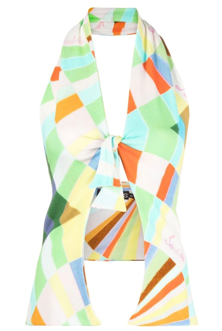 Dylan Kaleidoscope Tie-Front Knit Vest