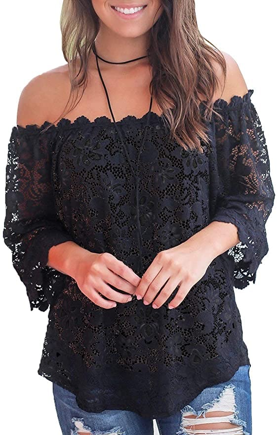 MIHOLL Off Shoulder Lace Blouse