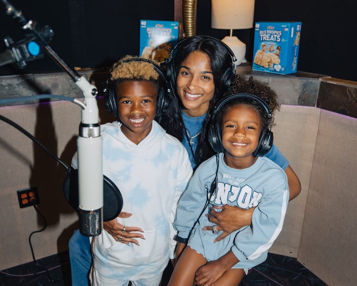 Ciara with her kids, Future and Sienna, in the studio recording 'Treat'