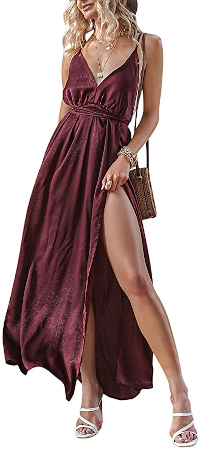 BerryGo Deep V Maxi Dress