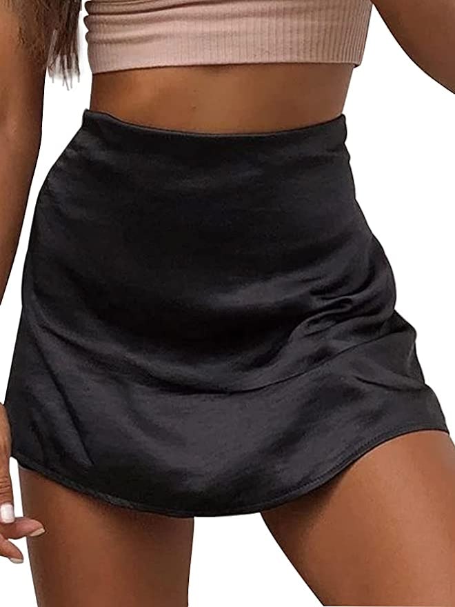 LYANER Satin Mini Skirt