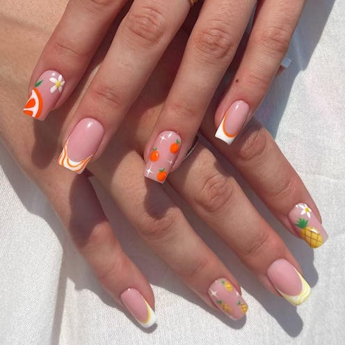 square french tip nails for summer